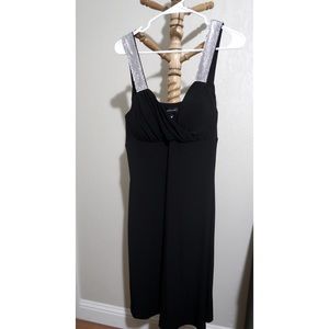 Midi Black Dress with Rhinestones Size 12